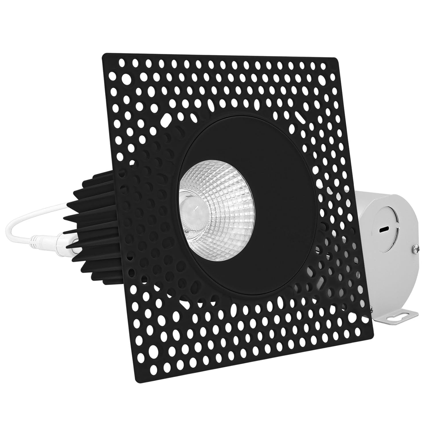 LUXRITE 3 Inch Trimless LED Black Recessed Lighting, 15W, 1100LM, 5CCT Selectable 2700K-5000K, Dimmable Ceiling Spotlight, CRI 90, Damp & IC Rated, Plaster Downlight, ETL Listed