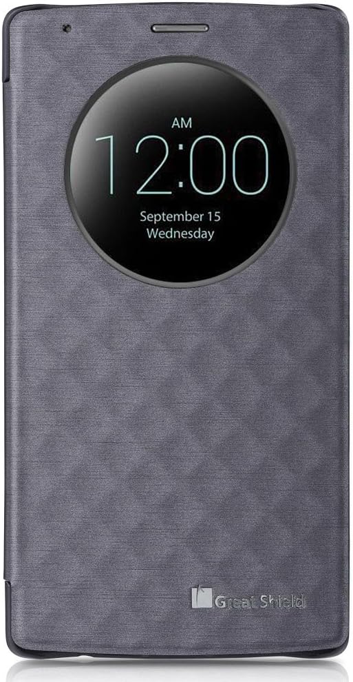 GreatShield Quick Circle Case Compatible with LG G4, Shift LX Slim Leather Flip Case View Window Cover with Sleep/Wake Function (Metallic Gray)