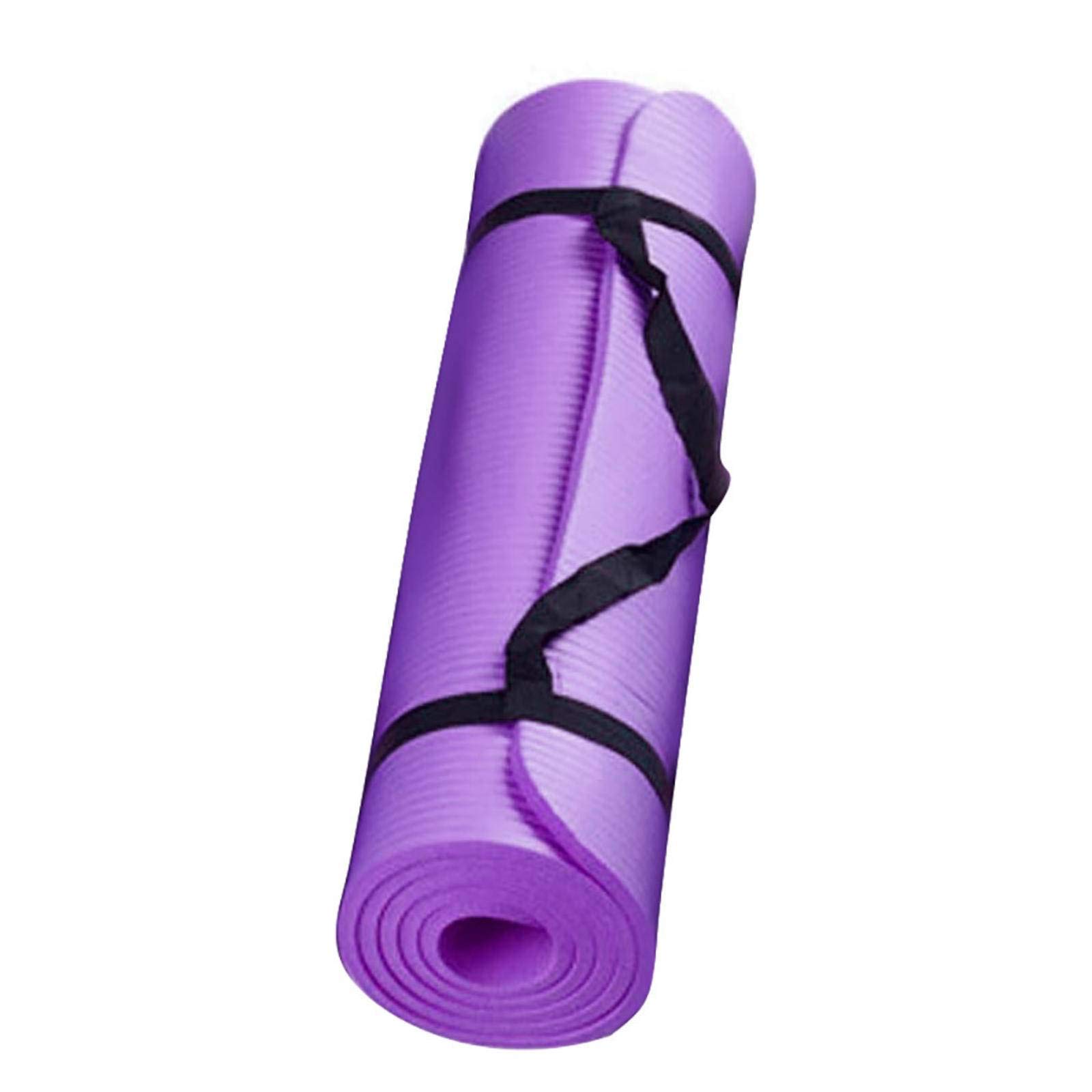 YOGATI Tapis De Yoga Antidérapant Avec Lignes D'alignement Tapis D' Entraînement à Domicile Pour Femmes, Hommes Et Enfants Tapis De Yoga épais Avec Sangle Pour Pilates Et Fitness Violet