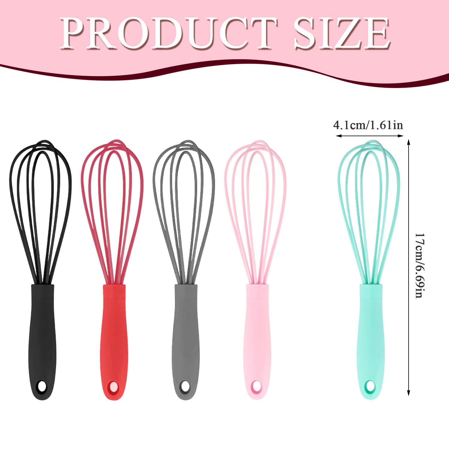 Fzyisw 5Pcs Silicone Mini Whisk Set, Heat Resistant, Small Size, 5 Colors - Image 2