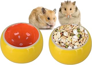 Tfwadmx Hamster Food Bowl 2 Pack Ceramic Ferret Bowls Guinea Pig Water Dish Prevent Chewing Tiny Pet Feeding Dishes for Sm...