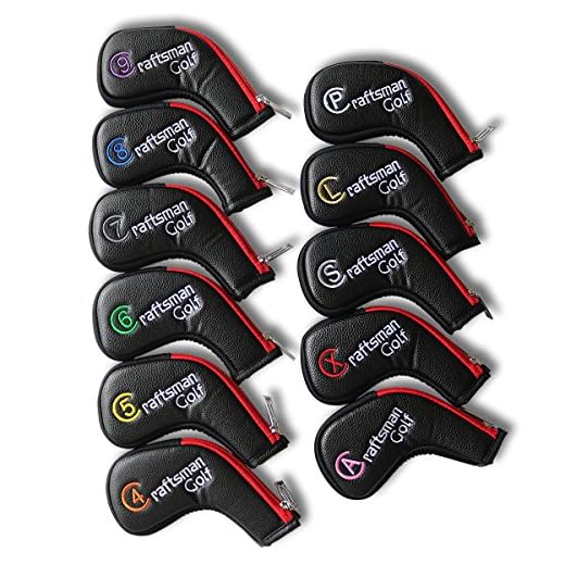 CRAFTSMAN GOLF 11pcs /set (4,5,6,7,8,9,A,S,P,L,X) Synthetic Leather Black with Red edge Iron Head Cover Headcover Set For Callaway Ping with Zipper