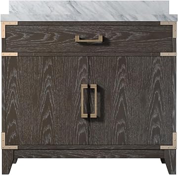 Laurel 36 in W x 22 in D Brown Oak Single Bath Vanity and Carrara Marble Top