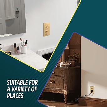 TOPELER 15A Duplex Receptacle Outlets, Electrical Wall Socket for Commercial and Residential, Non-Tamper Resistant Outlets w/wallplate, 2 Pole 3-Wire, Self-Grounding, UL, Gold, 20 Pack