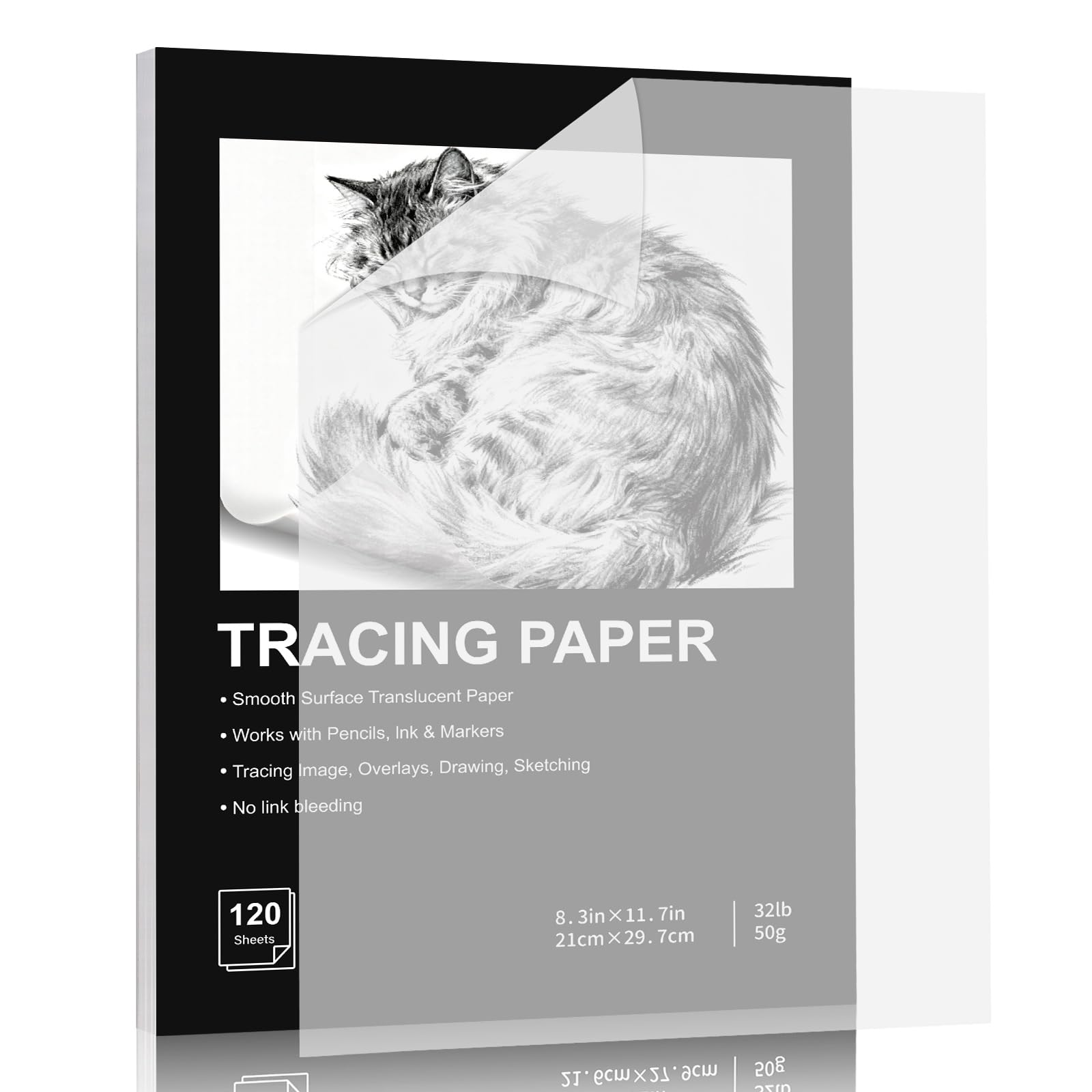 Vellum Paper A4 50gsm 120 Sheets Translucent Tracing Paper for Drawing Sketching Printing Invitations Scrapbooking Card Making Crafts
