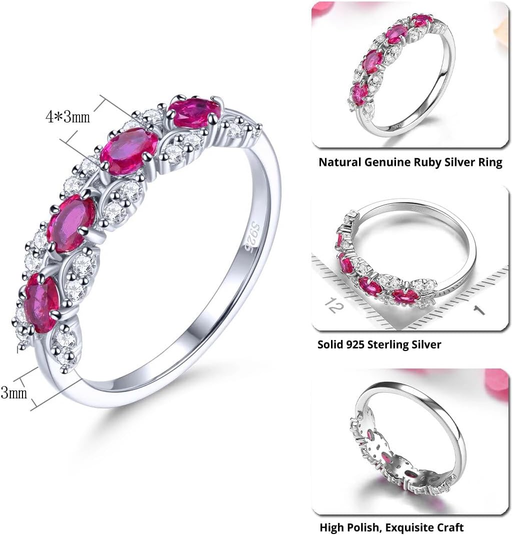 Precious Ruby Sterling Silver Rings Natural Genuine Gemstone 0.6 Carats Wedding Engagement S925 Fine Jewelry SSS-0901