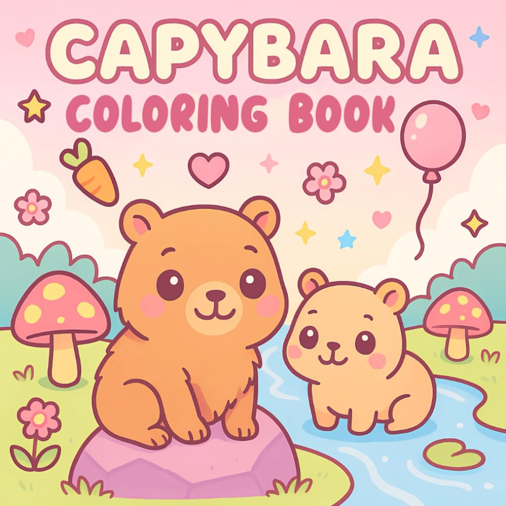 Capybara Coloring Book: Cute and Easy Adorable Capybaras Illustration