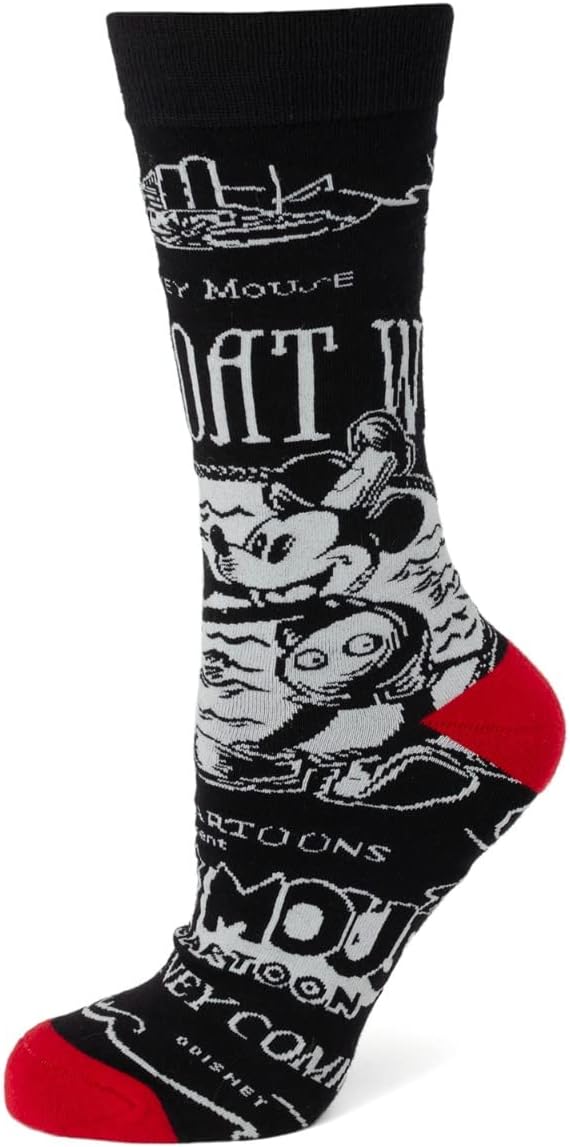 Officially licensed by Disney D100 Steamboat Willie Vintage Black Socks