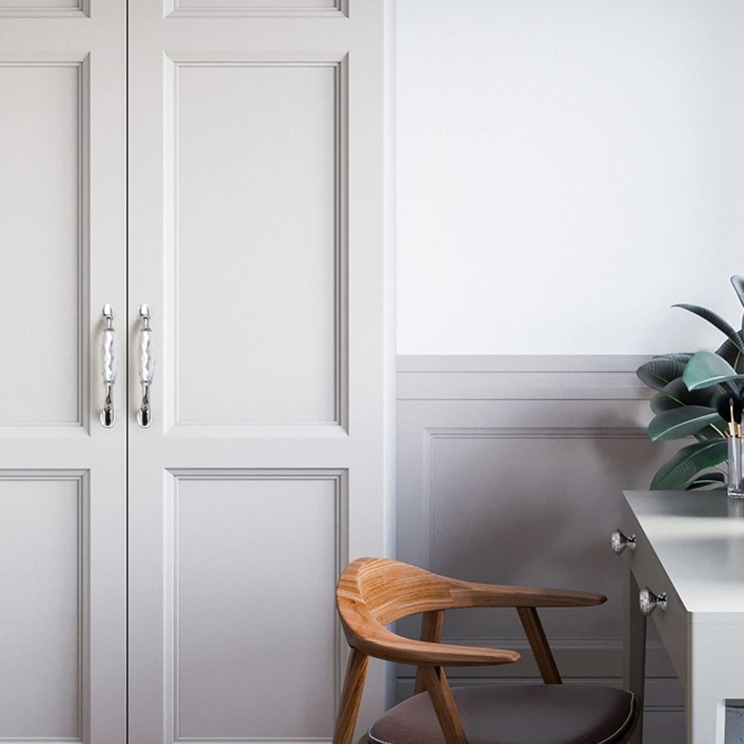 Handle, Crystal Drawer Handles,Clear Crystal Cabinet Pull Wardrobe Door Knob Cabinet Handles for Cabinet Drawer Dressing Tableniture Hardware/Color/128Mm(5In) ( Color : Color , Size : Single Hole )