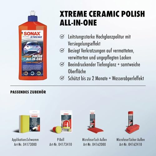 SONAX XTREME Ceramic Polish All-in-One (500 ml) beseitigt Verkratzungen auf vermatteten,...