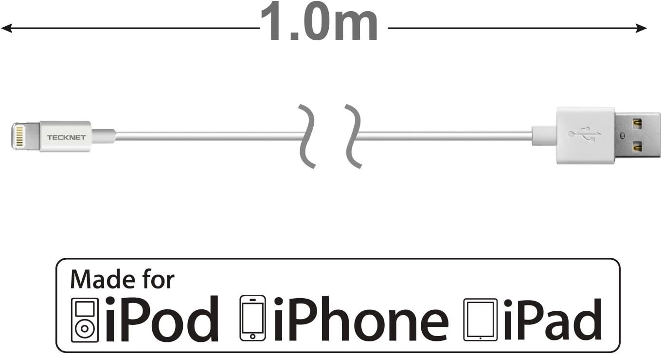 TECKNET iPhone Charger, 3.3ft Lightning to USB Cable [MFi Certified], Lightning Sync & Charging USB Cable for iPhone X/SE/ 8/7 / 6 / 5s / 5c / 5, iPad Air/Mini / mini2 /3/4, iPad iPod and More