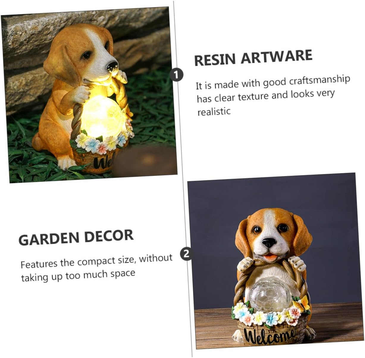 Flower Solar Lights Outdoor Dog Decor Resin Craft Garden Decor Solar Light Adornment Resin Artware for Home