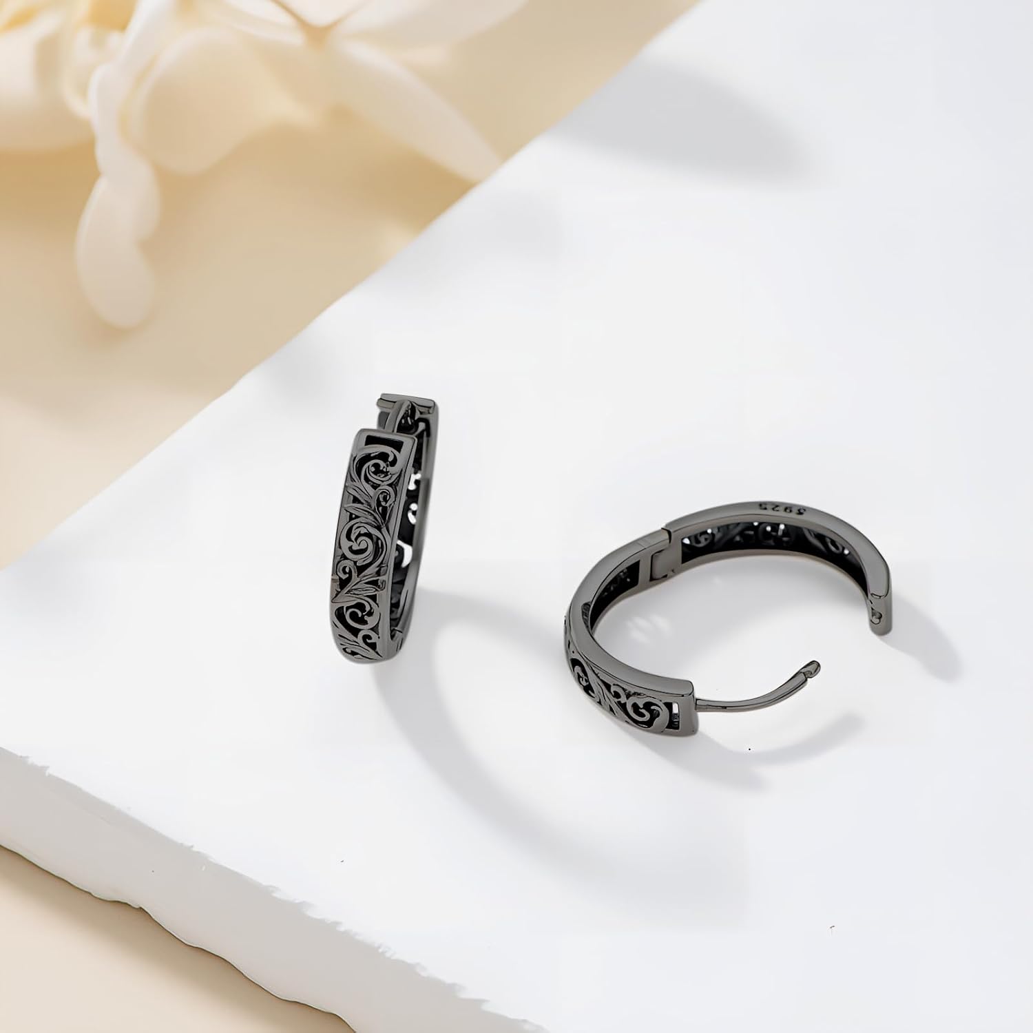 SIMONLY Vintage Leaf/Celtic Knot/Filigree Earrings for Women 925 Sterling Silver Huggie Hoop Earrings Filigree Jewelry Gifts Mothers Day Christmas