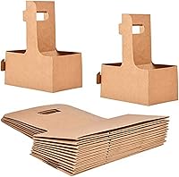 Vista 1 de Soporte para bebidas de 2 tazas, mango de cartón Kraft, 12-30 onzas, soporte para tazas de café para bebidas, comida para llevar, café