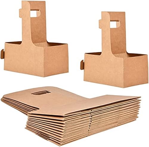 KVMORZE 2 tazas para transportador de bebidas, portadores de bebidas con mango de cartón kraft de 12 a 30 onzas para llevar, soporte para tazas de