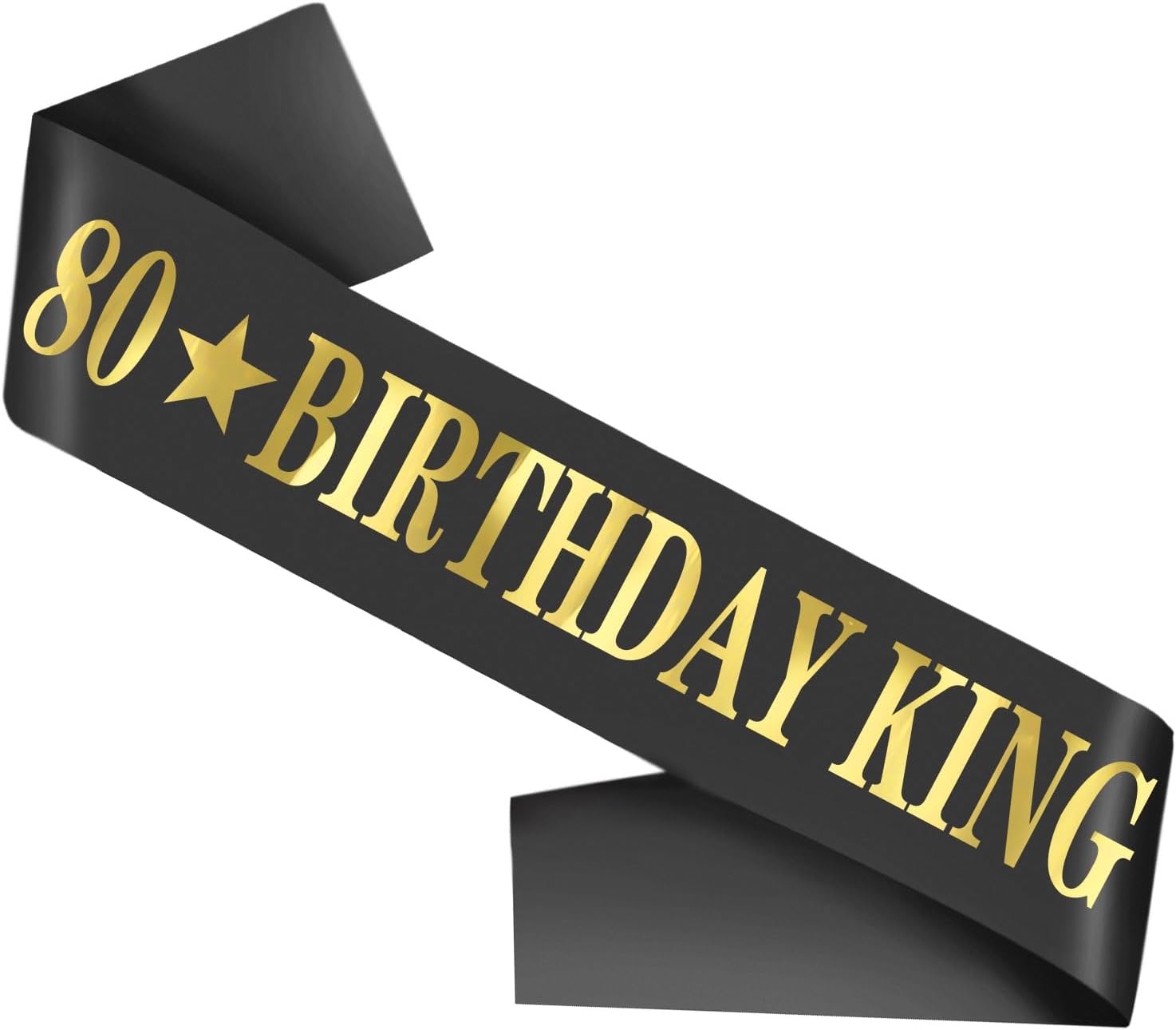 80th Birthday King Sash, Happy 80th Birthday Sash for Men Black Sash with Gold Foil Letter 80th Birthday King Gifts Party Decorations Favors
