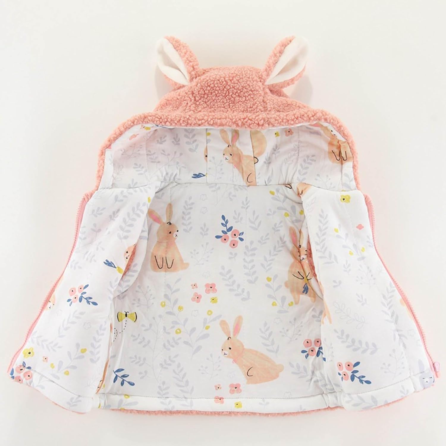 Toddler Winter Coat Faux Fur Sleeveless Jacket Soft Fleece Gilet Autumn Winter Outerwear Jackets with Small Ears Hooded Vest for Girl Boy
