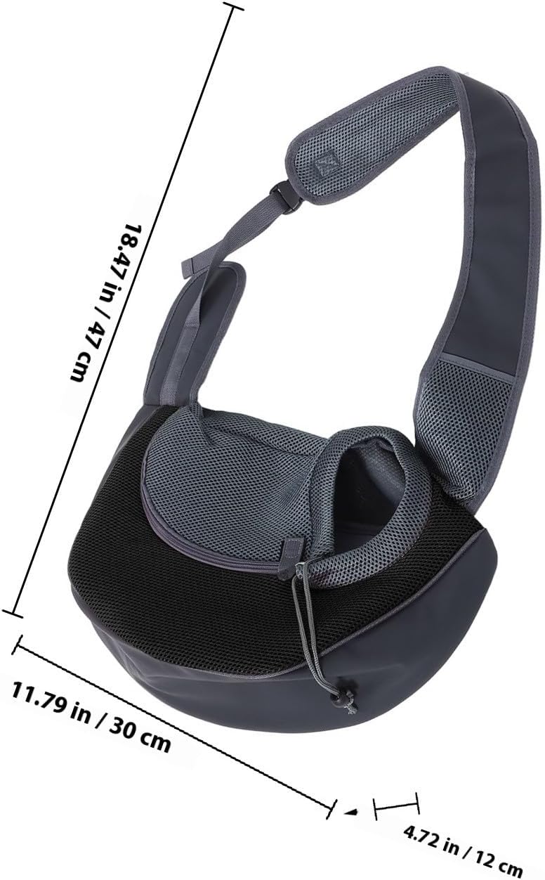 Pet Dog Sling Carrier Breathable Small Carrier Sling with Adjustable Strap for Outdoor Travel and Daily Use Black L Size for Small Dogs and Cats