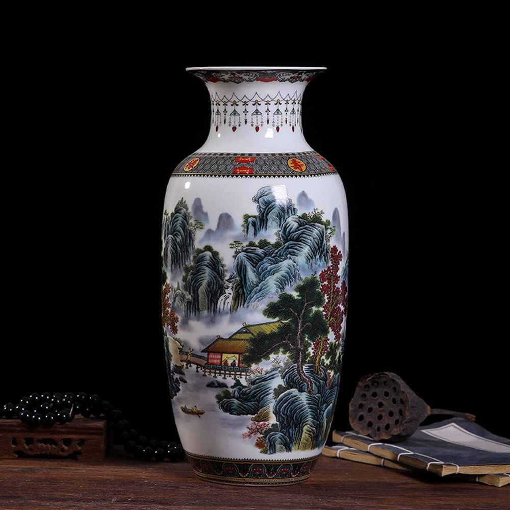 asdchZen Jingdezhen Ceramic Vase Modern Vase Chinoiserie Antique Chinese Style Living Room Decoration Bottle Decoration Crafts,J