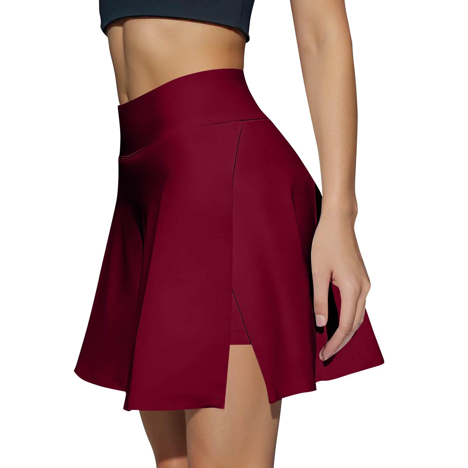 Tennis Skirts for Women with Shorts Golf High Waisted Skorts with Pockets Stretchy Athletic Workout Slit Mini Skirts Plus Size Skorts for Curvy Women Tummy Control Flowy Knee Length a Line Skirts