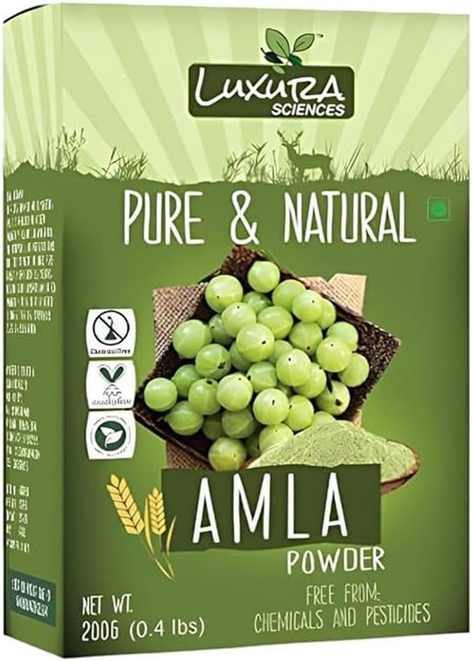 Luxura Sciences Pure Amla Powder For Hair Growth 200 Grams.For winter special.FSSAI Approved.