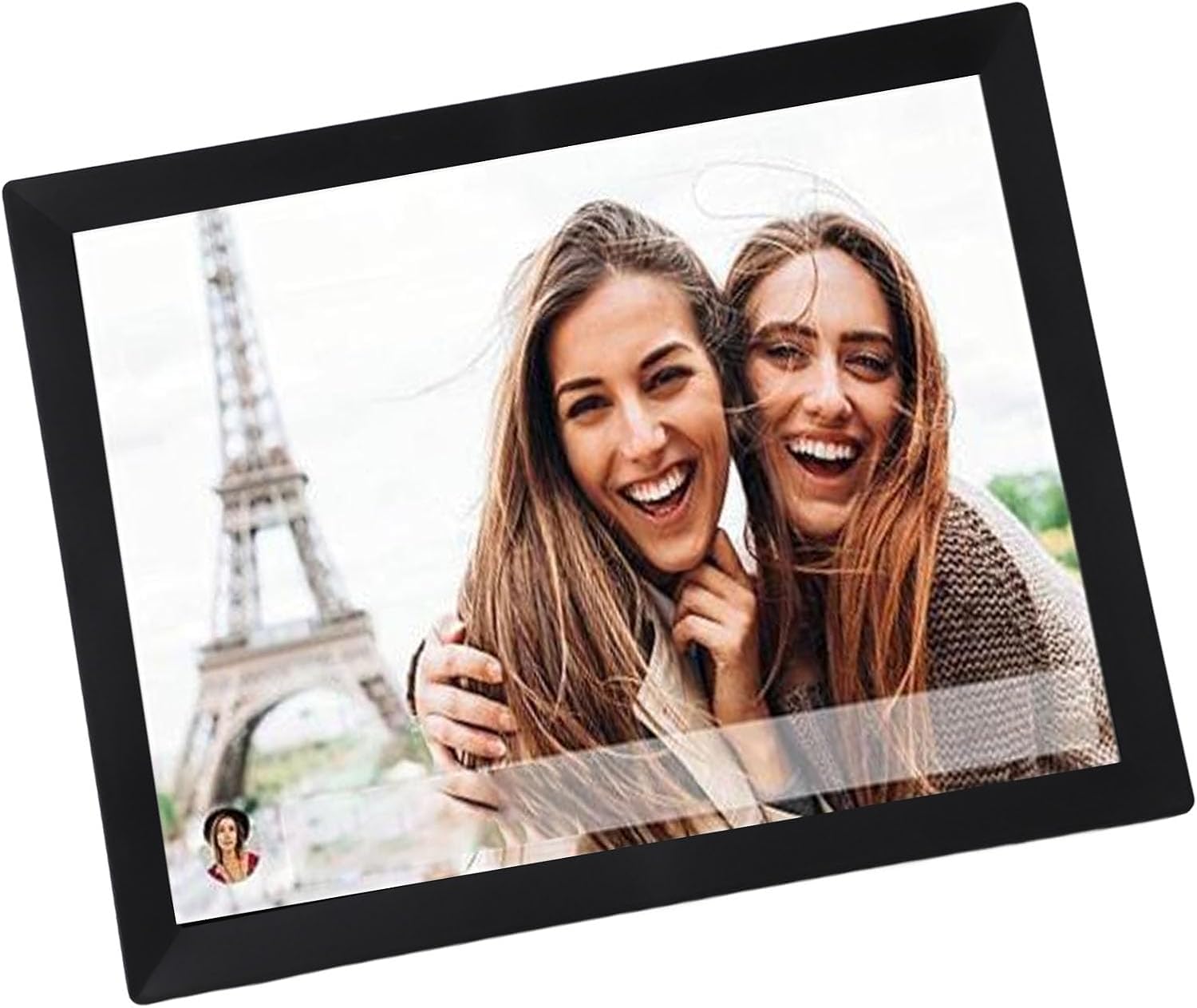 Cornice Digitale Intelligente da 15 Pollici, Schermo Touch HD, Ampia Memoria, Rotazione Automatica, Connettività Wi-Fi, Perfetta per I Ricordi di Famiglia, Black UK Plug 100V‑240V