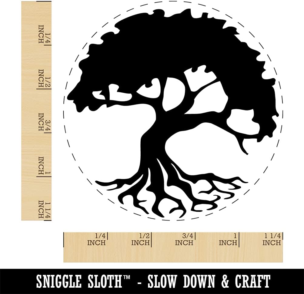 Swampy Mangrove Tree with Roots Self-Inking Rubber Stamp Ink Stamper for Stamping Crafting Planners - 1-1/2 Inch Large - Blue Ink
