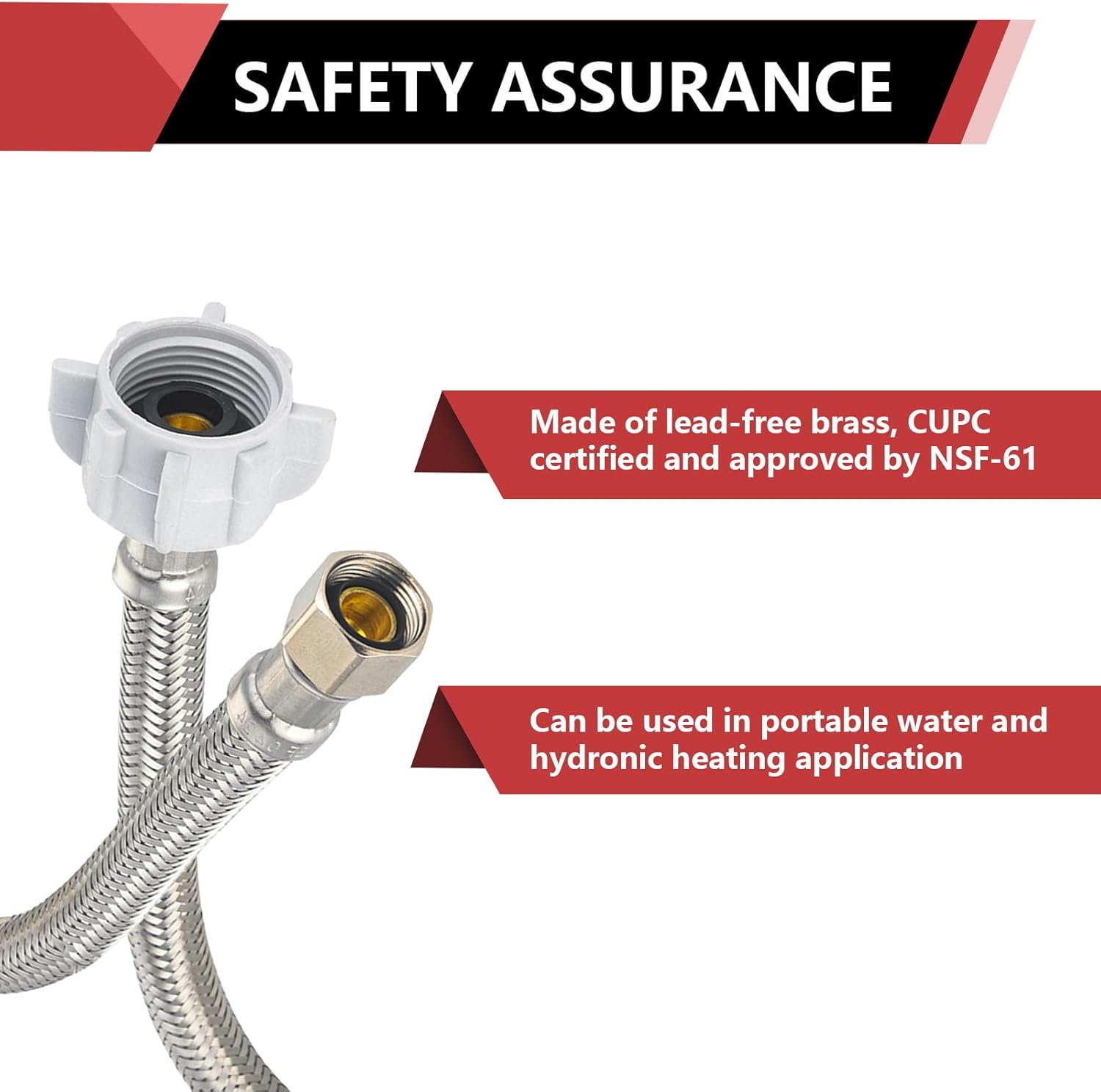 10-Pack EFIELD 16-inch Length Toilet Water Supply Connector Line, Braided Stainless Steel Hose, 7/8 Female Ballcock Thread x 3/8" COMP,(HOSE051-10PCS)