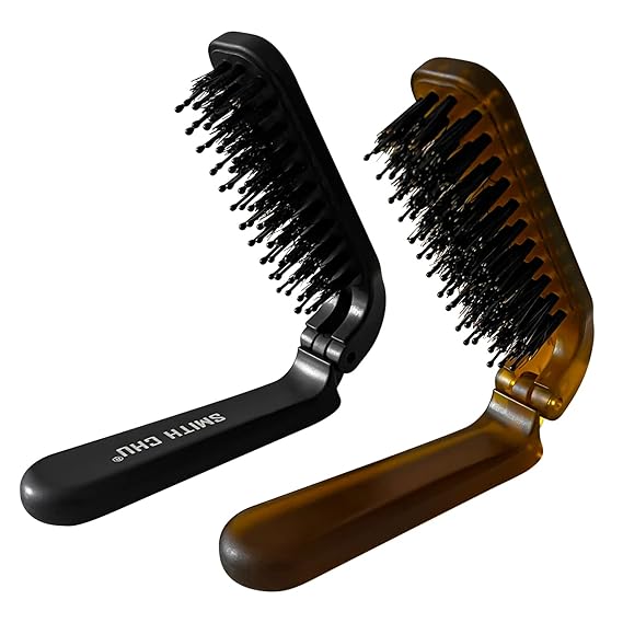 2Pcs Travel Hair Brush, Folding Brush Ideal for Travel