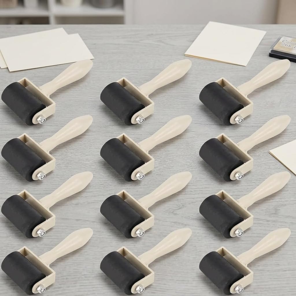 BUTIFULSIC Rubber Brayer Roller Set 15 Pcs for Printmaking Relief Printing