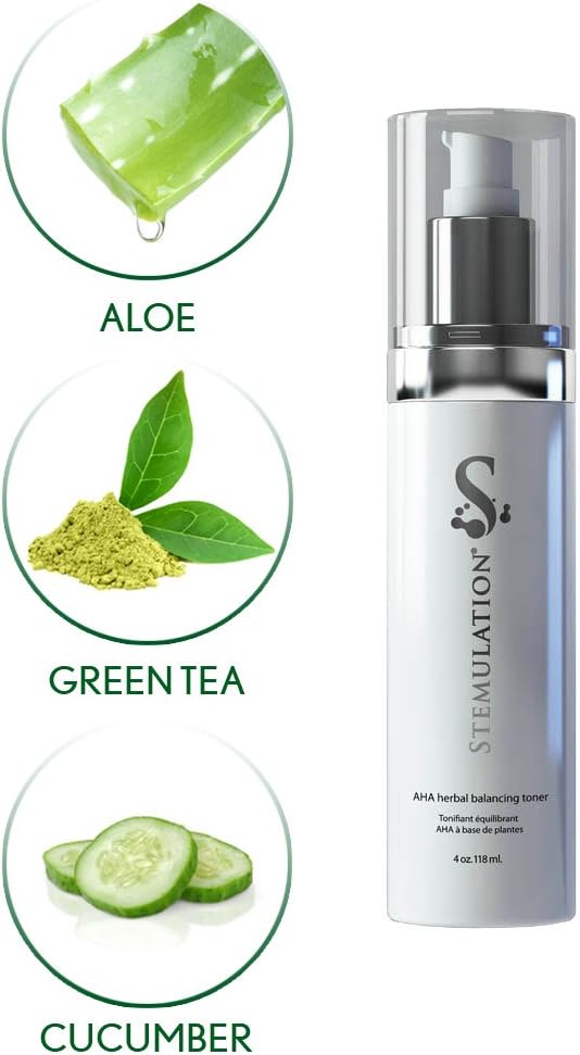 Stemulation AHA Balancing Toner - Refresh and Restore with A Botanical Blend of Antioxidants and Alpha Hydroxy Acid Brings pH Back to Neutral