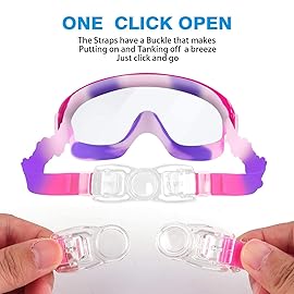 COOLOO Kids Swim Goggles for Age 3-15, 2 Pack Kids Goggles for Swimming with Nose Cover, No Leaking, Anti-Fog, Waterproof