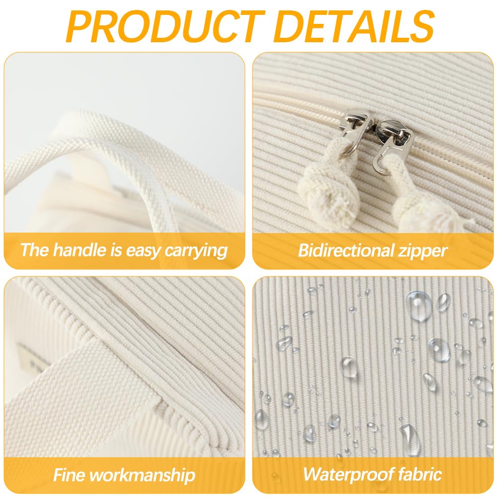 Bolsa Termica Porta Alimentos,12L Bolsa Nevera Porta Alimentos Pana, Los Bolsillos Laterales Grandes para Paraguas, Tazas de Agua, Vajilla, Adecuados para Picnics, Trabajo y Escuela(Beige)
