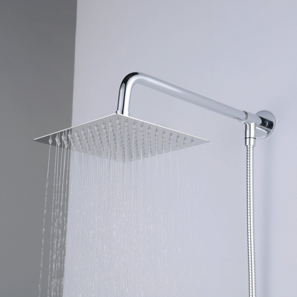 25cm Quadrat Luxus Regendusche Einbauduschköpfe Edelstahl Duschkopf aus Edelstahl Spiegeleffekt Hochglänzend