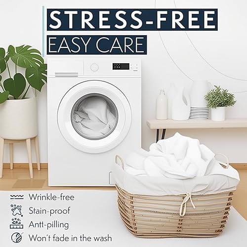 Miniatura 8 de Sábanas de algodón tamaño King, juego de sábanas de 4 piezas, bolsillo profundo de hasta 16 pulgadas, juego de sábanas y fundas de almohada, sábanas