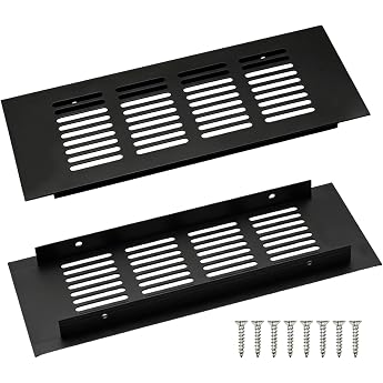 Ventilation Grille 2 Pieces Aluminium 200 x 80 mm Black for Cupboards