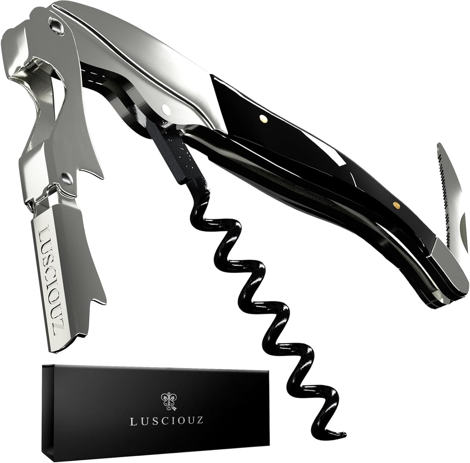 Zero Resistance THE HELIX Elite Corkscrew Silent Wine Bottle Opener Waiters Corkscrew Wine Key Made in Japan (6-Coil Long Corkscrew)
