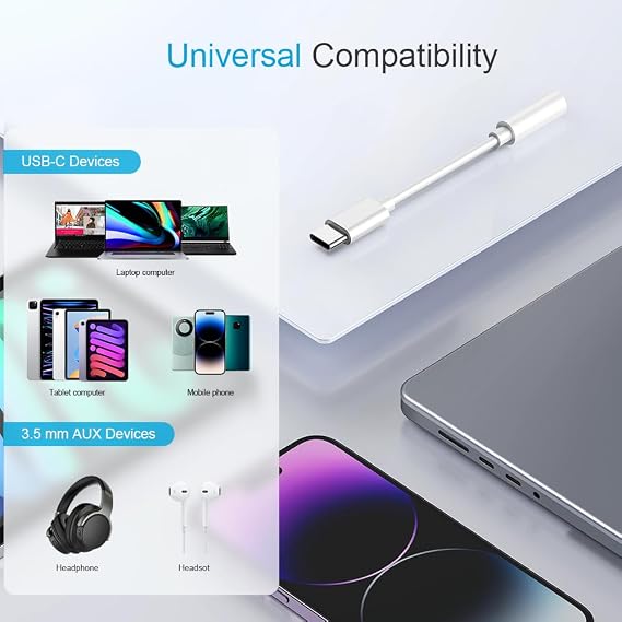 2PCS Type USB C to 3.5mm Female Headphone Jack Adapter