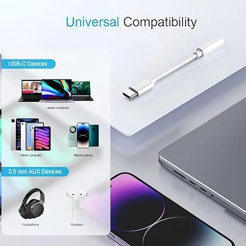 2PCS Type USB C to 3.5mm Female Headphone Jack Adapter