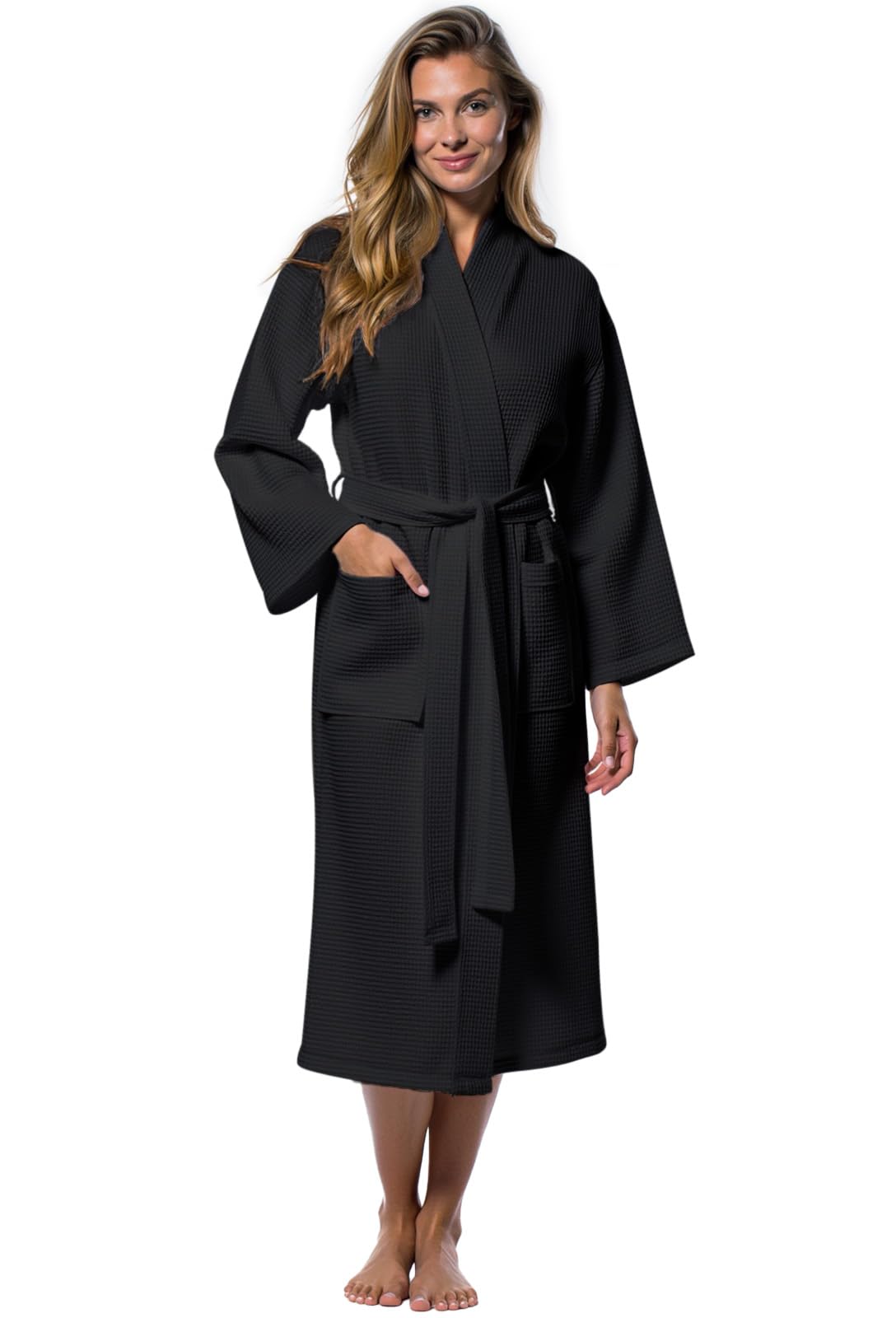 Turquaz Lightweight Full-Length Robes For Women Waffle Kimono Bathrobe - Soft, Fast-Drying, Long-Lasting Cotton Blend Unisex