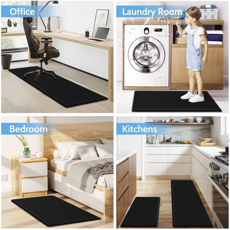 Image of Glaceon Farmhouse Kitchen Mats for Floor 2 Piece Set Kitchen Rugs and Mats Non Skid Comfort Kitchen Standing Mat for Bedroom Laundry Room (GL-02)