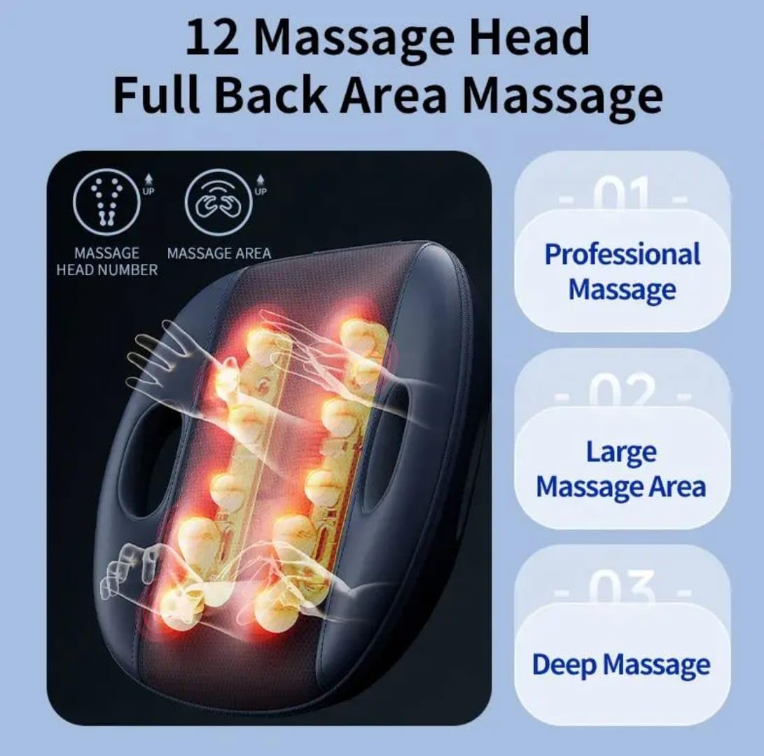 NIVKART Corded Electric NIV09 Shiatsu Back, Neck, Calf, Thigh 12 Ball Multifunction Massage Cushion Machine for Car, Home & Office Use Car Adapter & Electric Adapter Inclusive NIVKART Corded Electric NIV09 Shiatsu Back, Neck, Calf, Thigh 12 Ball Multifunction Massage Cushion Machine for Car, Home & Office Use Car Adapter & Electric Adapter Inclusive