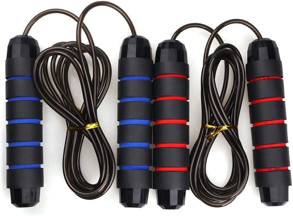 LEOU Adjustable Skipping Rope, Tangle-Free Jumping Rope Workout Speed Rope with Ball Bearings Rapid Speed and Memory Foam Handles-Ideal for Women Men Kids for Fitness Exercise- 2 PCS