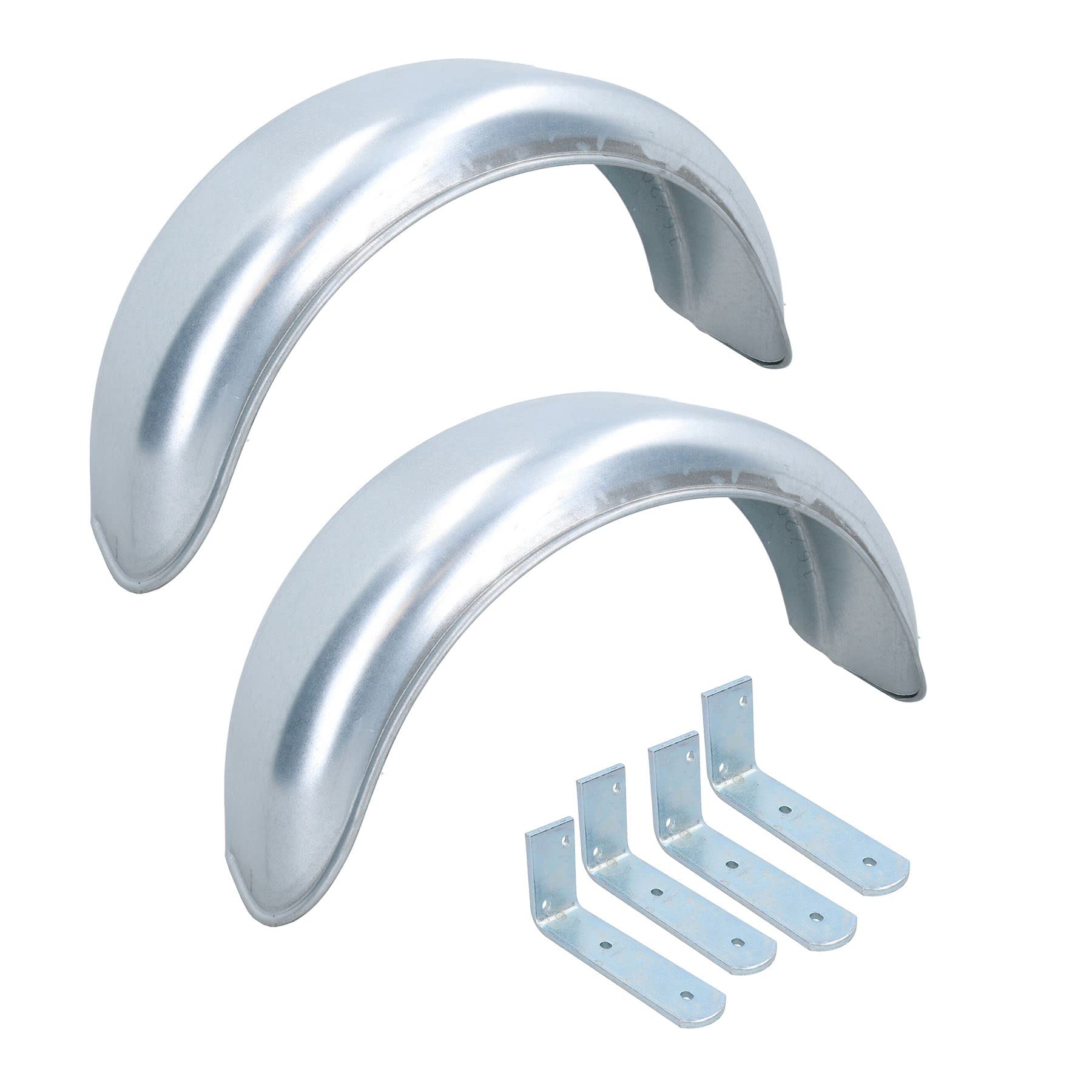 AB Tools – Lot De 2 Garde-boue Métal 8 Pouces + 4 Supports Universels Pour Remorque – Acier Galvanisé, 52x25x13cm