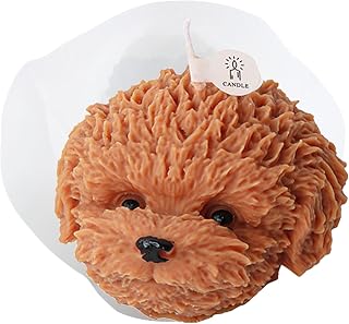 XIAOSHUI Teddy Head Candle Mold Dog Head Silicone Candle Molds Dog Resin Casting Mold for Home Decoration Candle Mold Candle Making Aromatherapy Gypsum Wax Clay Craft