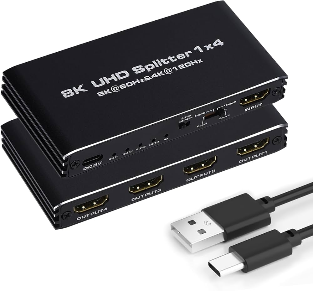 Amazon.com: 8K@60Hz HDMI Splitter 1 in 4 Out, 1x4 HDMI 2.1