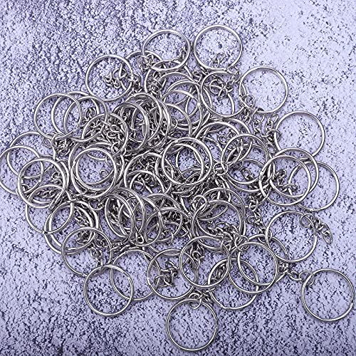 HAUTOCO 100pcs Keychain Rings with Chain and Jump Rings, 1 inch Split Key Ring with Chain Heavy-Duty Keychain Rings Bulk for Craft Making Jewelry Making Keyrings Kit