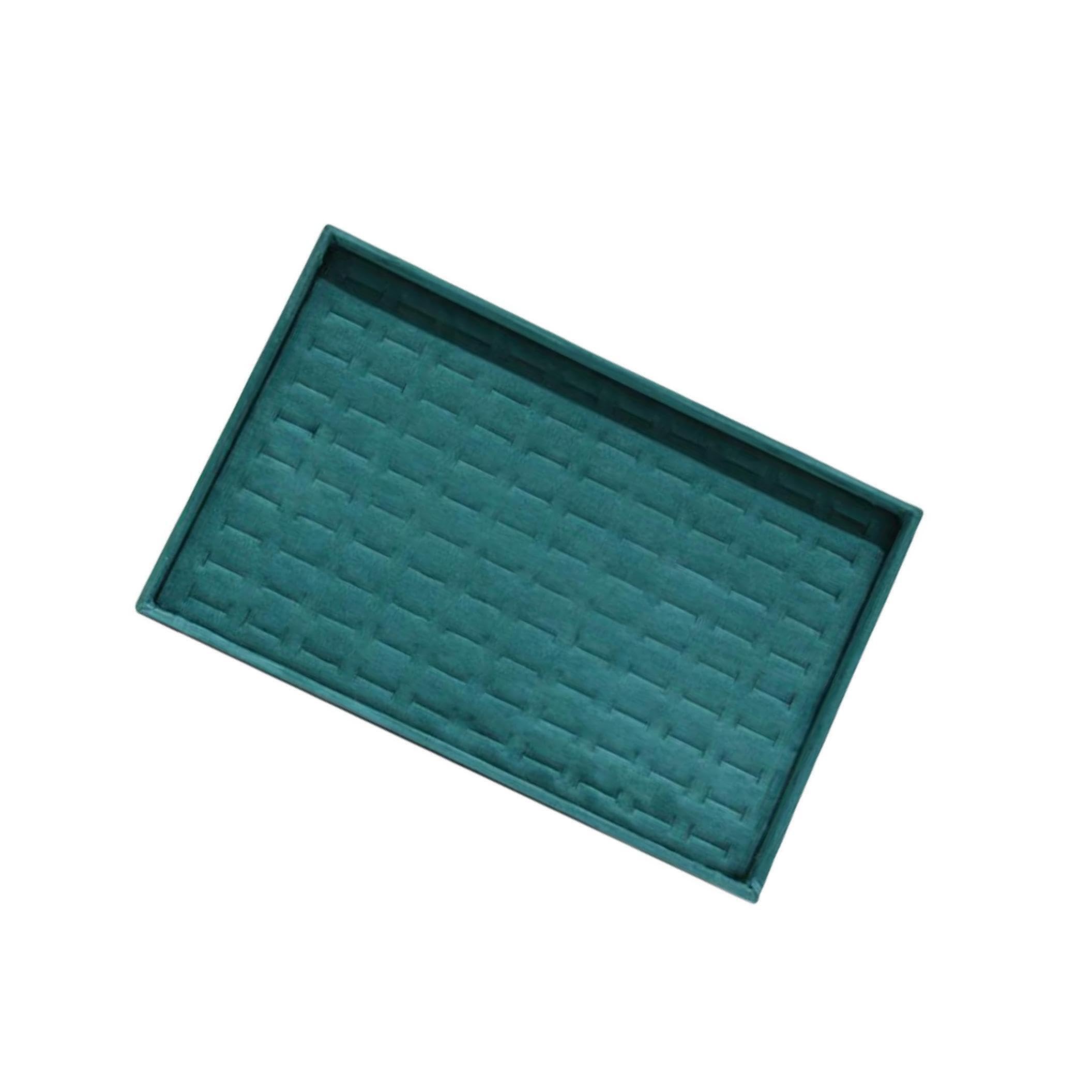 AUYXSSZ Trendy Green Flannel Jewelry Tray Organizer for Women Girl Drawer Inserts Earring and Ring Showcase Pins Bangle