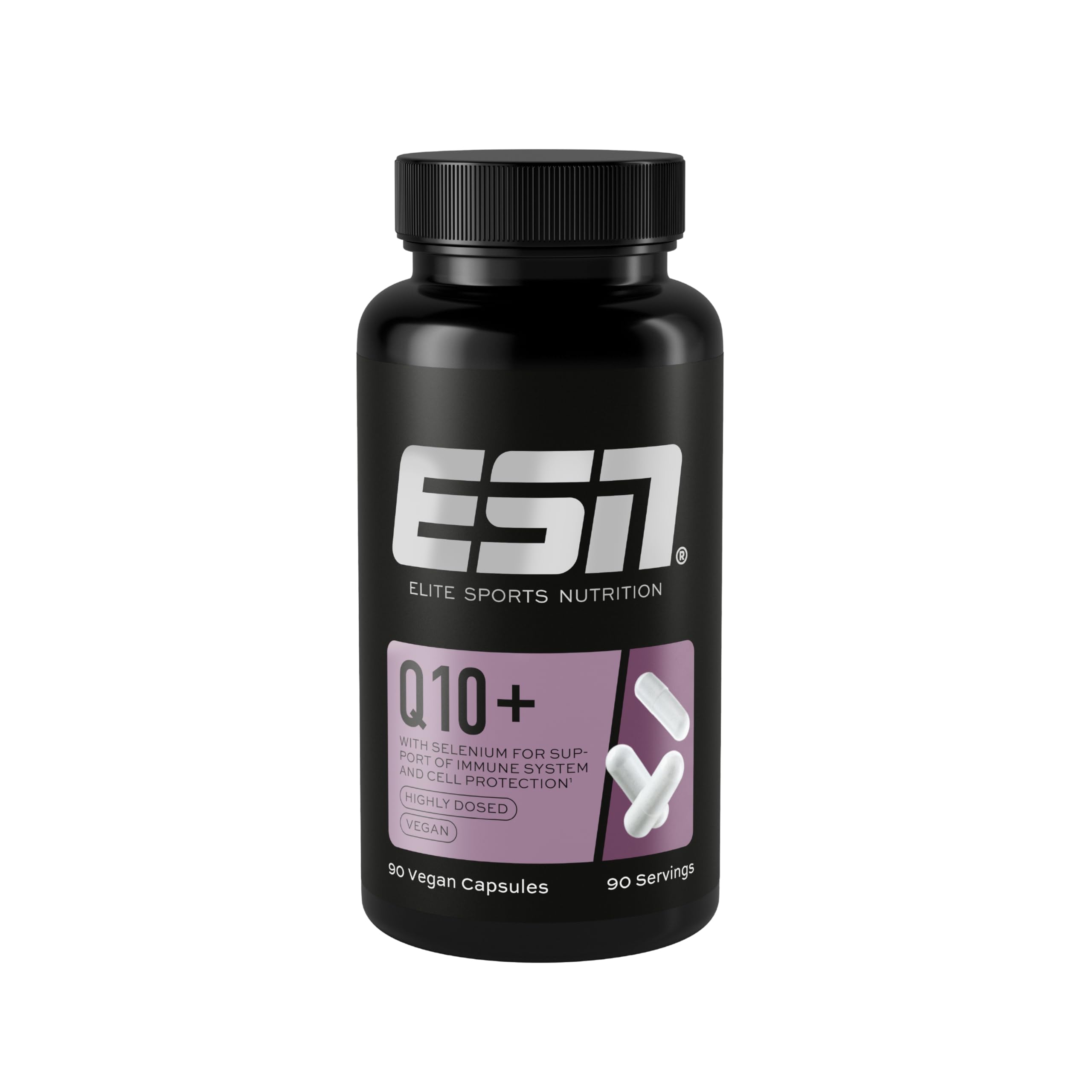 ESN Q10 Pro + Selen, 90 Kapseln, hochdosiert, 200 mg Coenzym Q10 + 18 µg Selen pro Kapsel, vegan & made in Germany