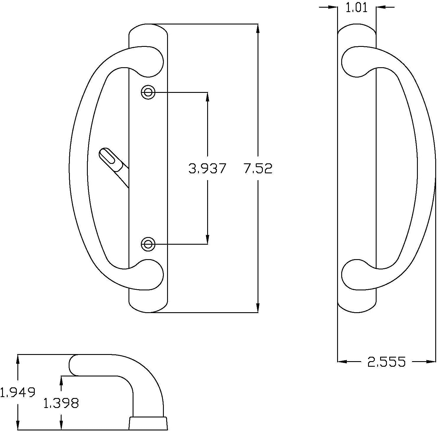 Rockwell Security Charlotte Patio Sliding Door Handle Set Polished Chrome Fits 3-15/16 Inch CTC Screw Holes for Residential Use